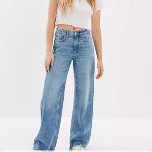 NWOT American Eagle Baggy Wide Leg Jeans Medium Indigo High Rise 12 31